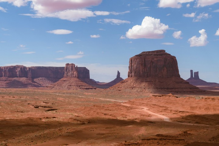 a canyon with a mountain in the desert